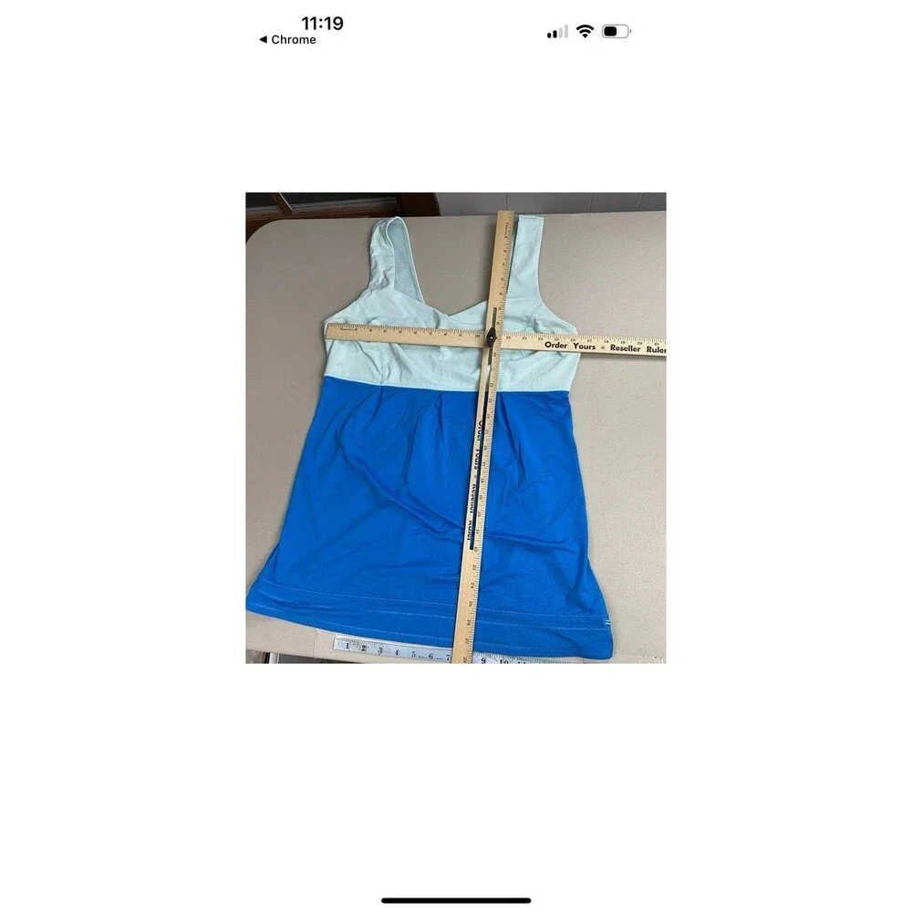 Lululemon Tame Me Tank Top Womens 10 Beach Blanket Blue Aqua Drawstring Side - Picture 7 of 7